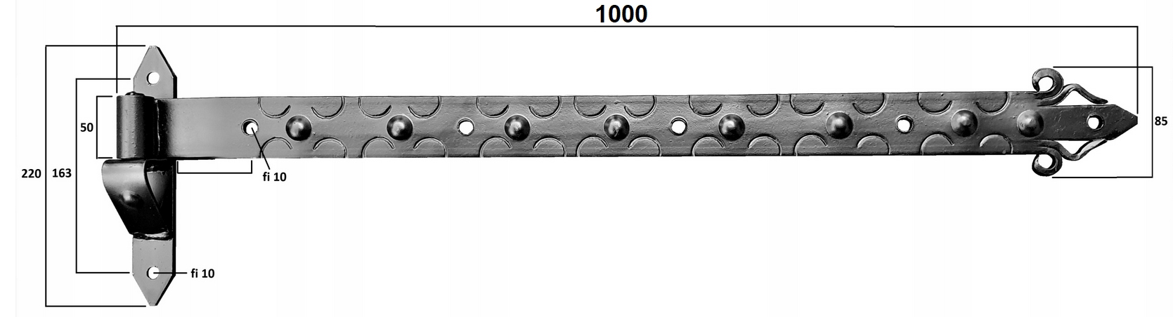 ZAWIAS PASOWY DO BRAM KUTY + HAK DO PRZYKR 1000 MM EAN (GTIN) 5905489739029