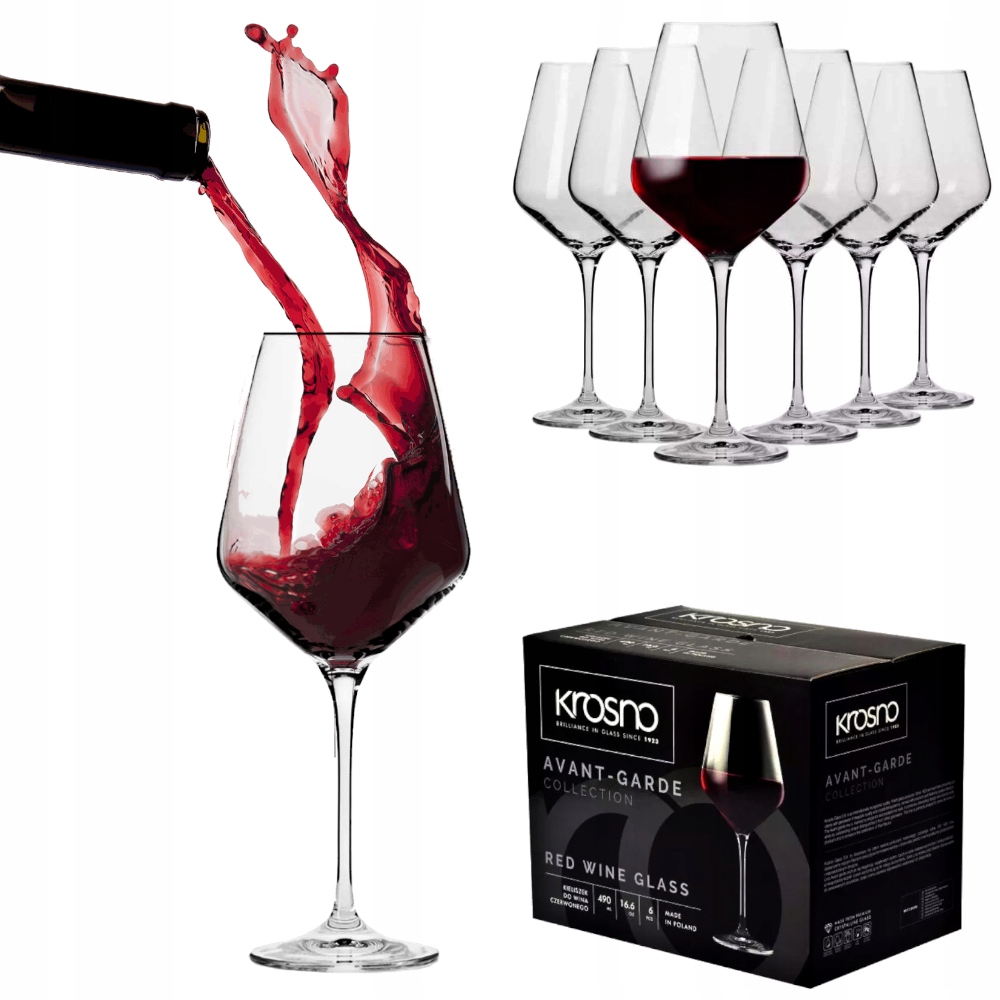 

Kieliszki Do Czerwonego Wina Komplet Krosno 490ML