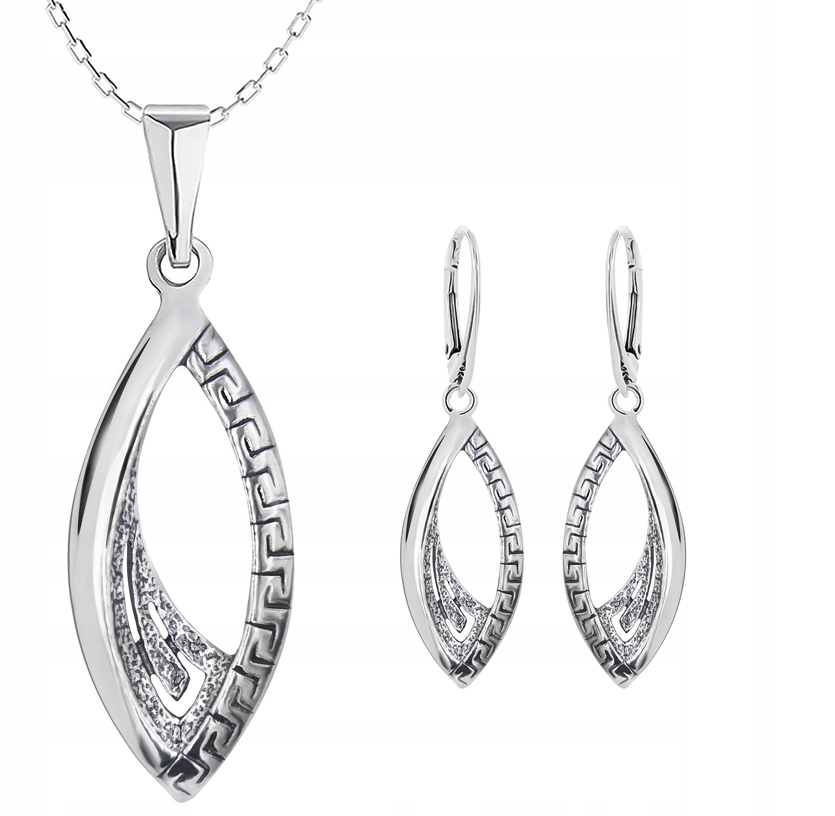 SREBRNE KOLCZYKI Z GRECKIM WZOREM ANGIELSKIE ZAPIĘCIE Marka Silver Art