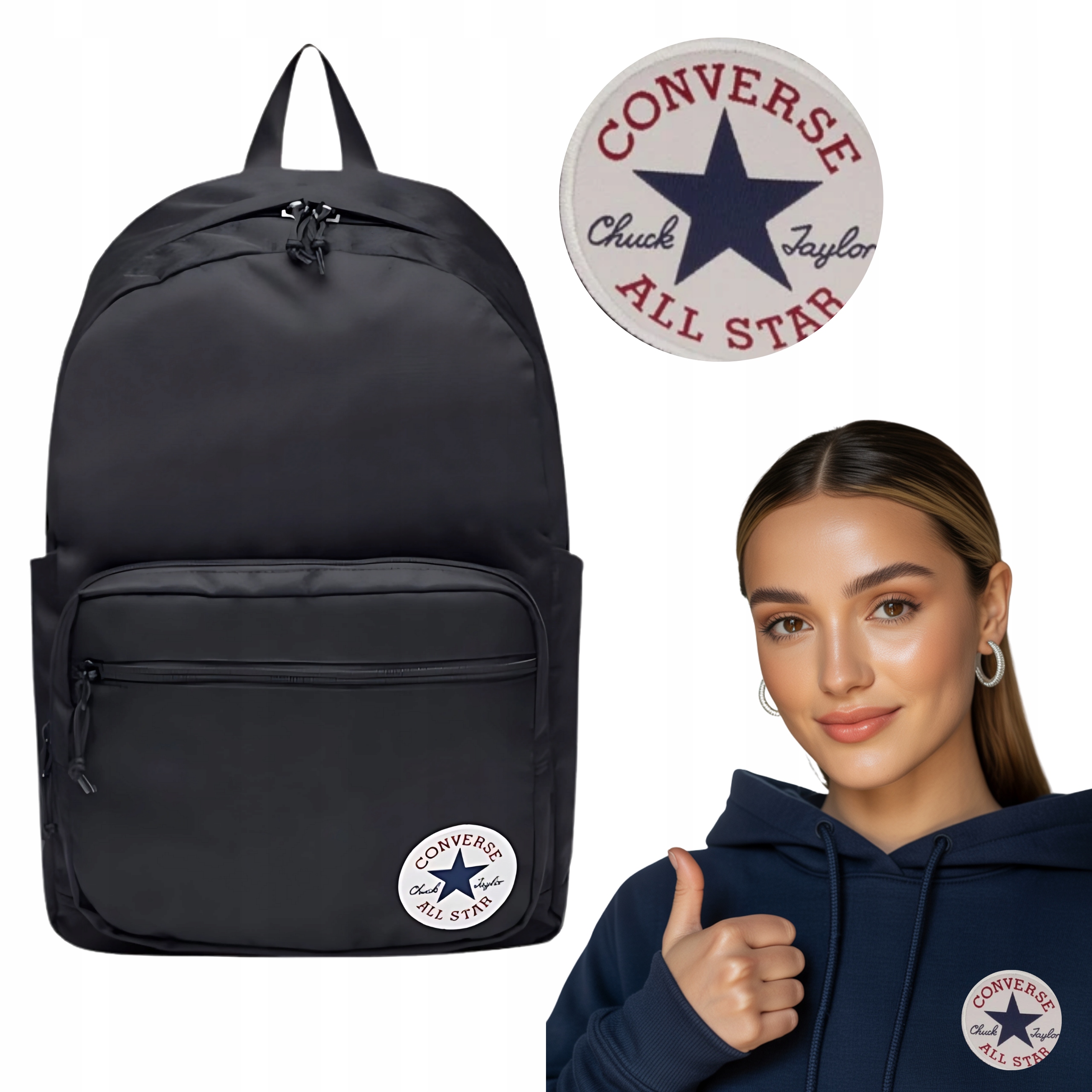 Converse Go 2 velký školní batoh pro mládež pro klukovu holku, velikost 24 l