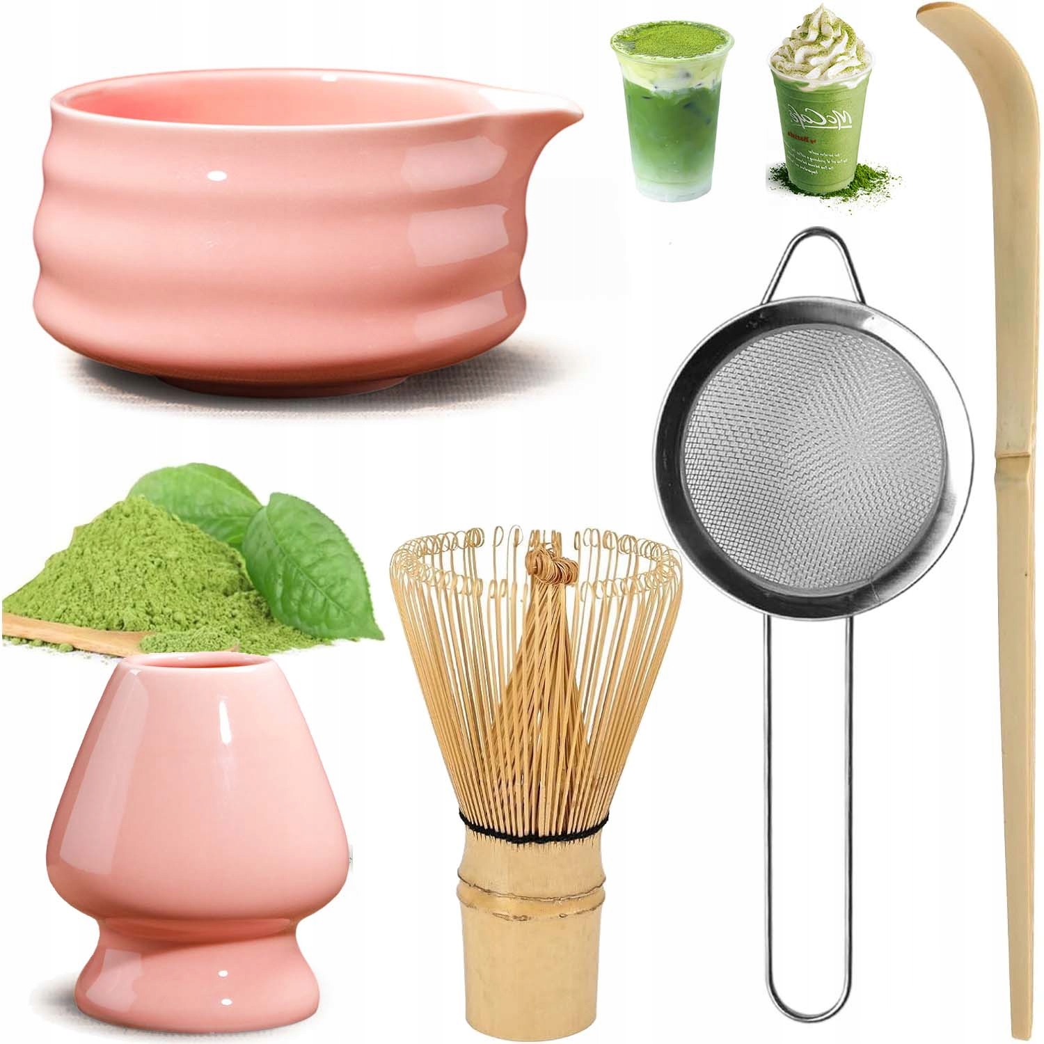 Levně Dárková Sada Bambusových, Keramických Čajových Lžiček Matchy 5 Ks