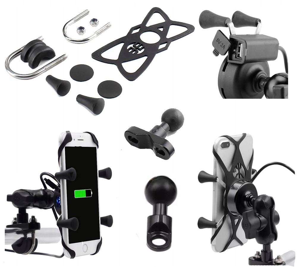 

Uchwyt Na Telefon Gps Motocykl Usb 2 Mocowania
