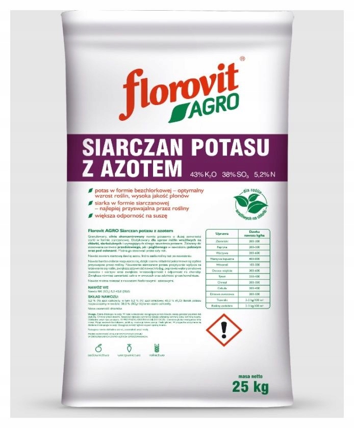 Nawóz Siarczan potasu z azotem 25kg Florovit Agro