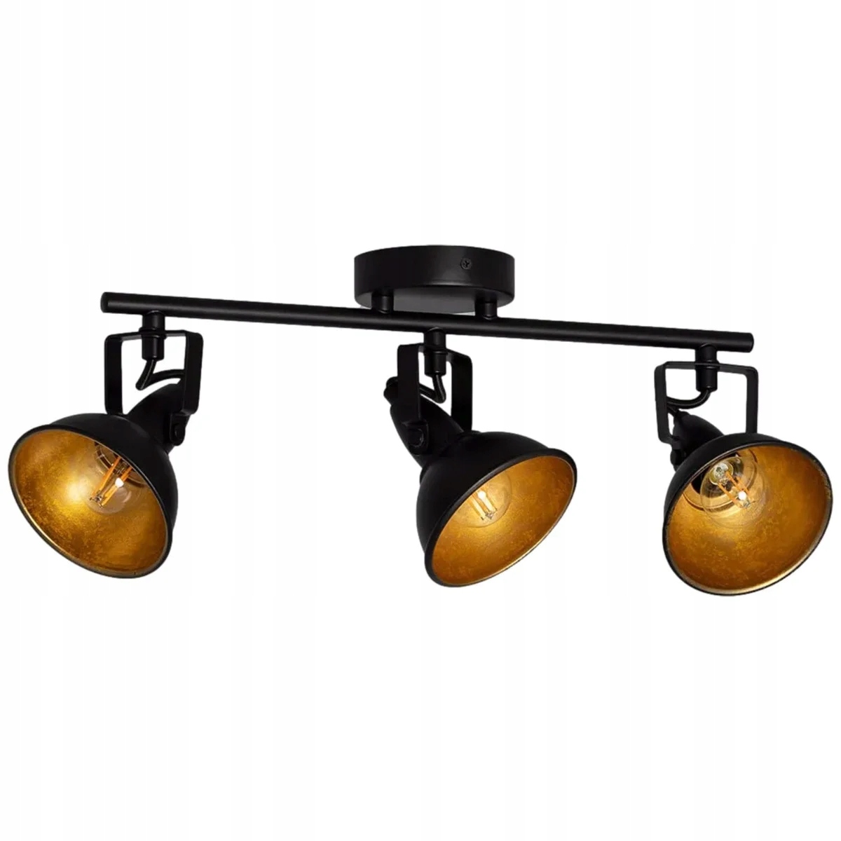 Stropní svítidlo retro loft černá zlatá 3 nastavitelné reflektory Abruzzo