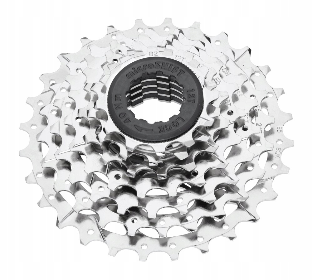 Kaseta Microshift Mezzo, 7.rzędowa, Stalowa, Kompatybilna z Shimano, 12-28