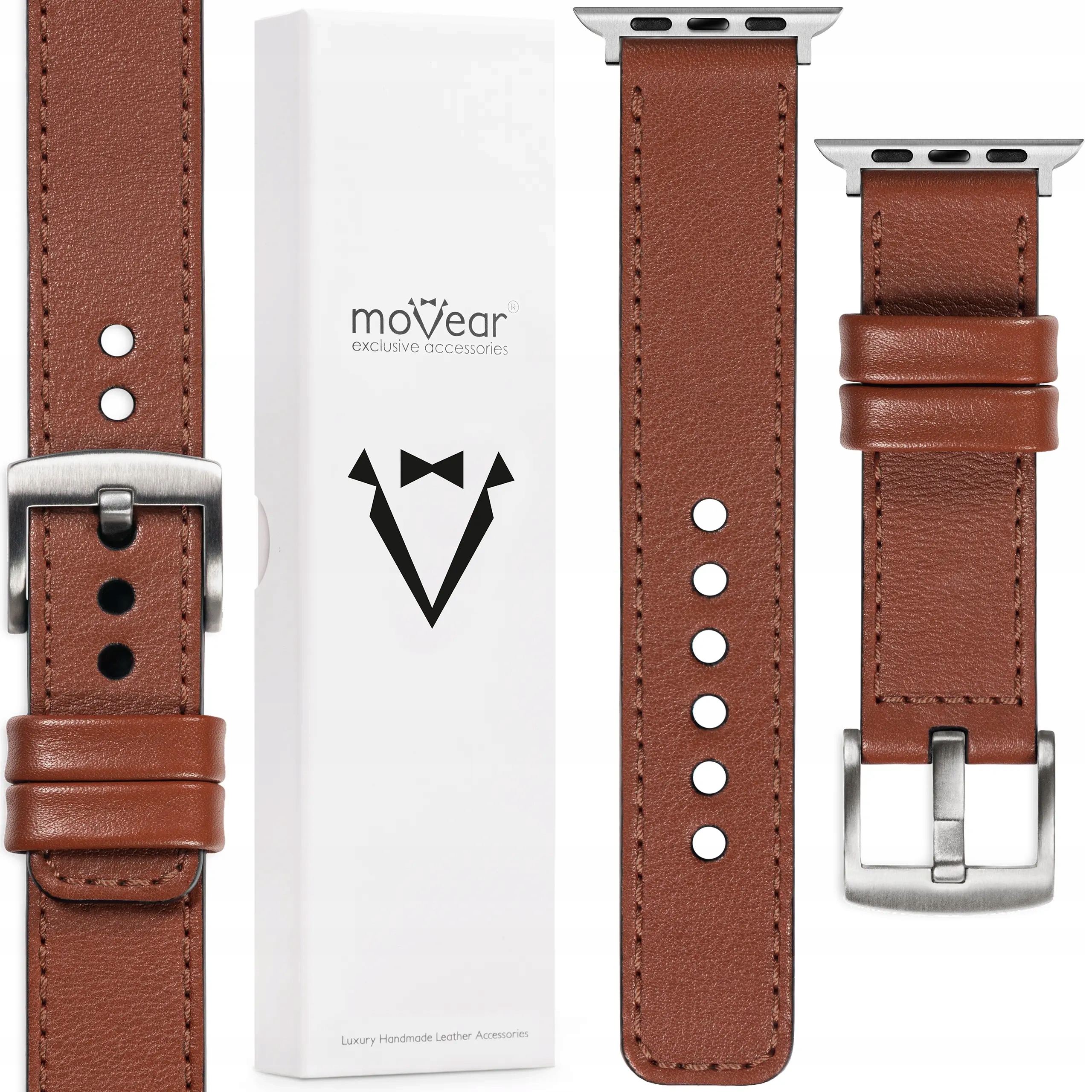 Kožený řemínek pro Apple Watch 10 9 8 7 6 5 Se 42-40 Hnědý Elegantní