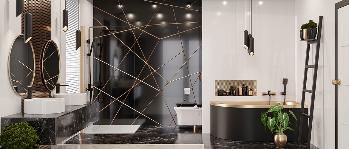 Bateria bidetowa MIDNIGHT czarna/złoto + korek Kolor czarny