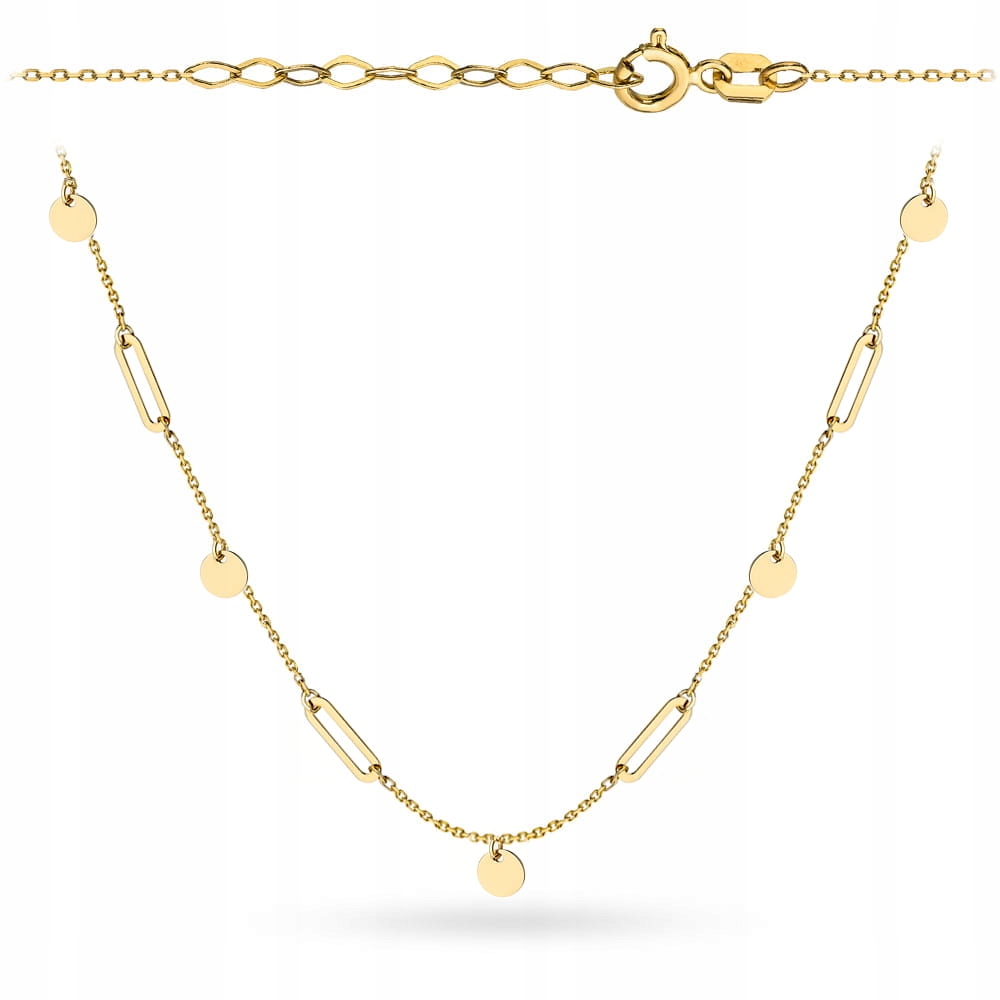 Náhrdelník zlatý 585 14k kolečka články 1.75g regulace délky 42+3cm módní