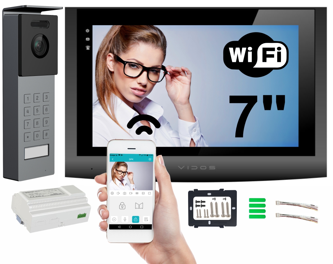 Wideodomofon cyfrowy 2-żyłowy Vidos 2IP M200B-X S202 Aplikacja WiFi