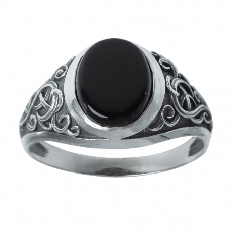 

Zdobiony Sygnet Z Onyksem Srebro Próby 925