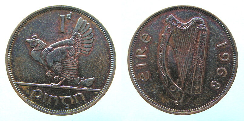 9420 .IRLANDIA, 1 pens, 1968, ś. 30,9mm