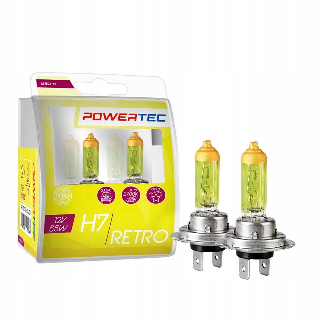 GRATISY# ŻARÓWKI M-Tech POWERTEC RETRO H7 55W żółte x2szt.