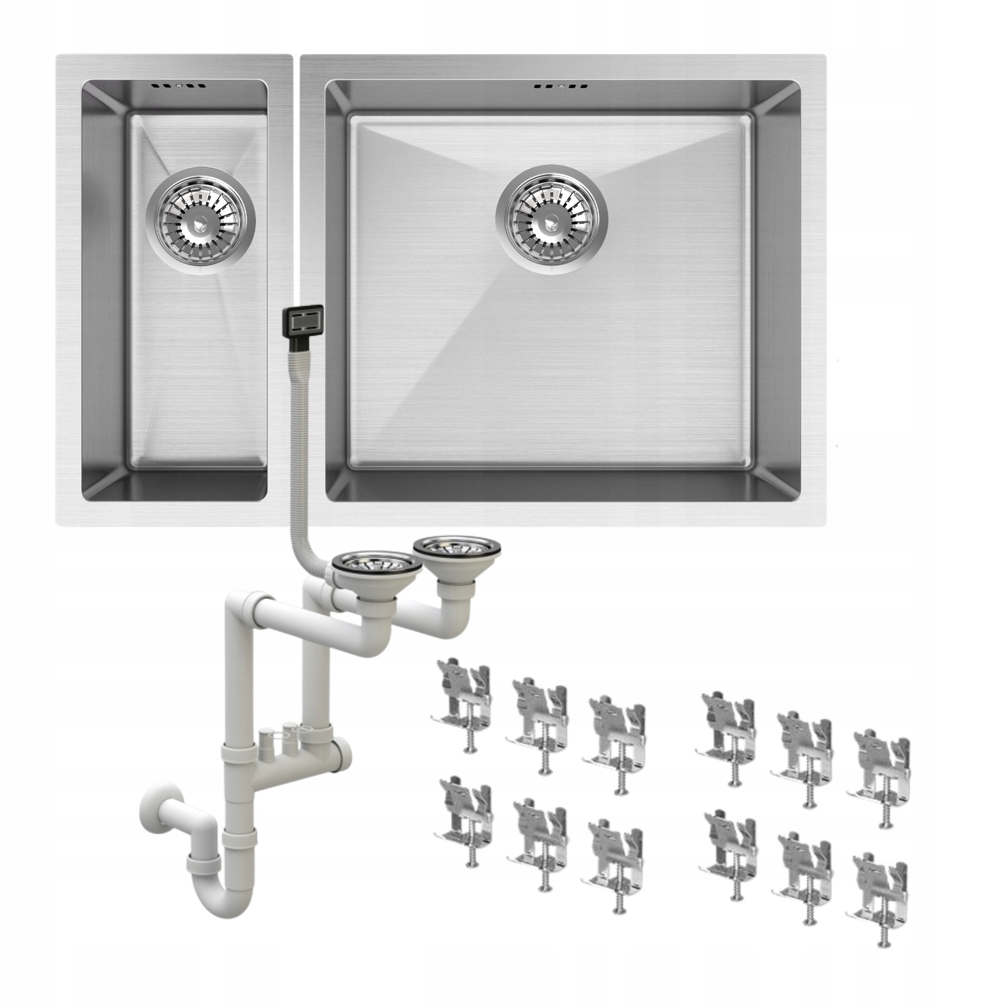 Ocelový Dřez S Jedno A Půl Komorou, Sada 2 Ks Chrom BARI2249