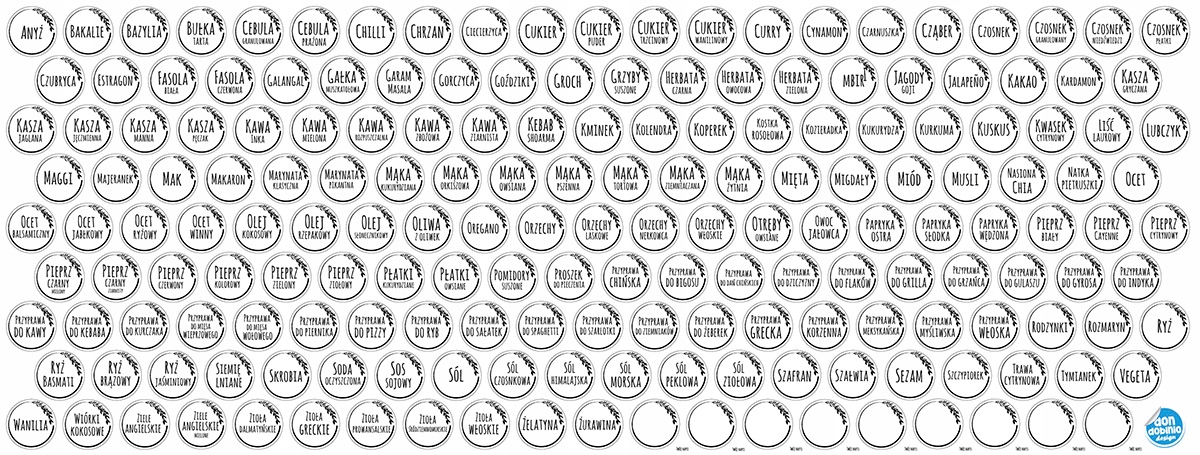

Naklejki na przyprawy etykiety na słoiki 175 szt