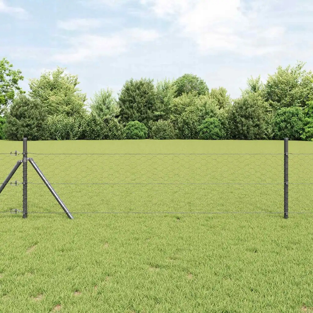 Plot s příspěvky Šedá 0,6 x 25 m Ocel potažená Pvc Šedá 3352808