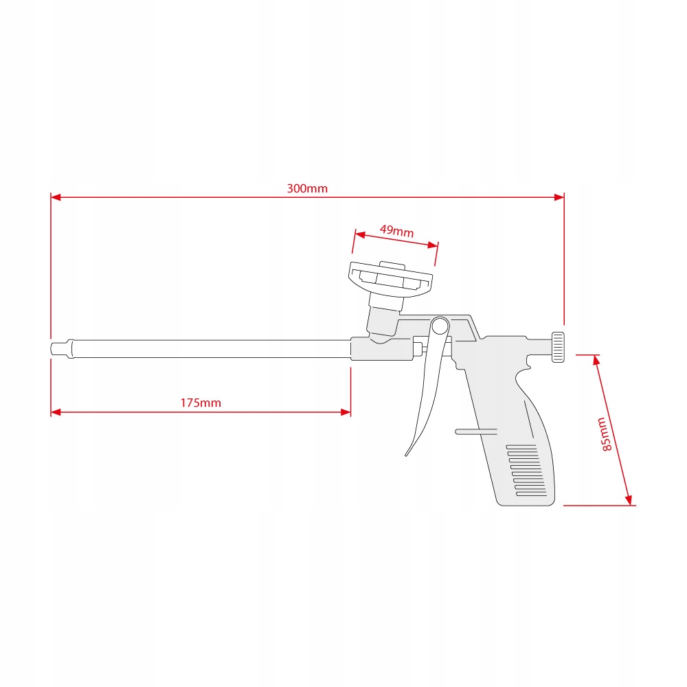 PISTOLET DO PIANKI MONTAŻOWEJ dysza klej do styropianu dla piany PUR metal Waga produktu z opakowaniem jednostkowym 0.2 kg