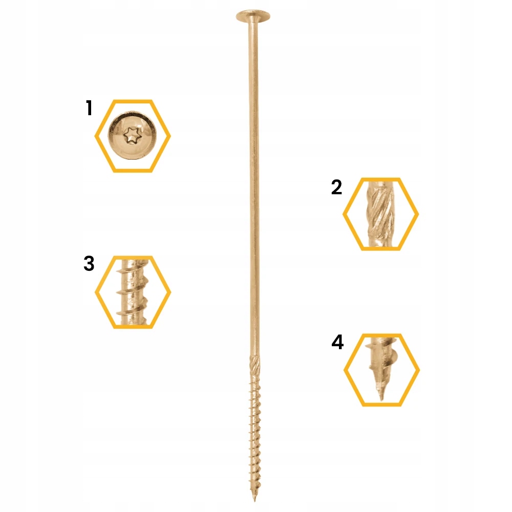WKRĘTY CIESIELSKIE DO DREWNA 10x280 TALERZOWE TORX 25szt WCT-10280 AZMET Producent inna
