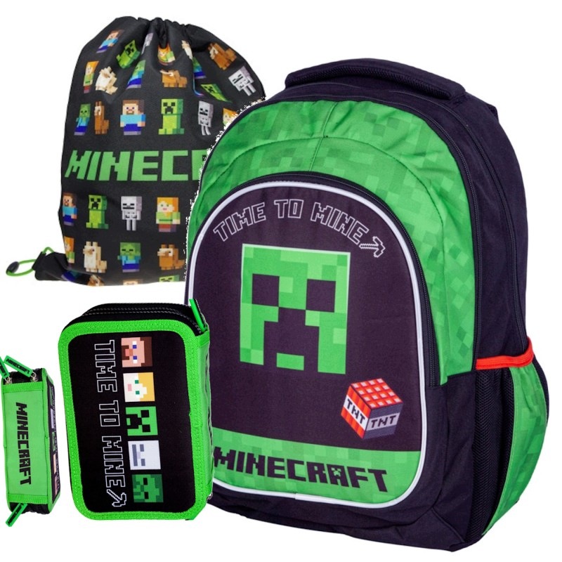Zestaw szkolny plecak piórnik worek Minecraft Time To Mine