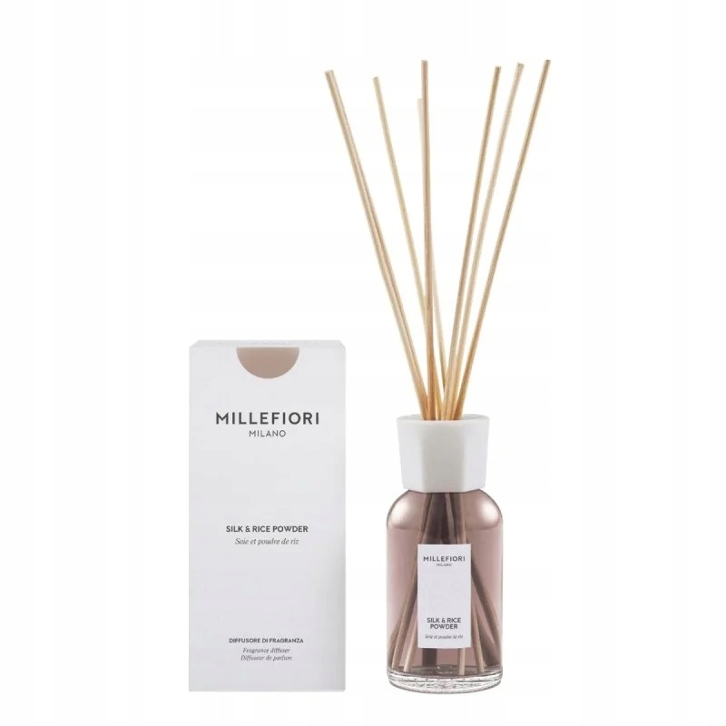Millefiori Milano Silk & Rice Powder difuzér s vůní 250 ml a tyčinkami