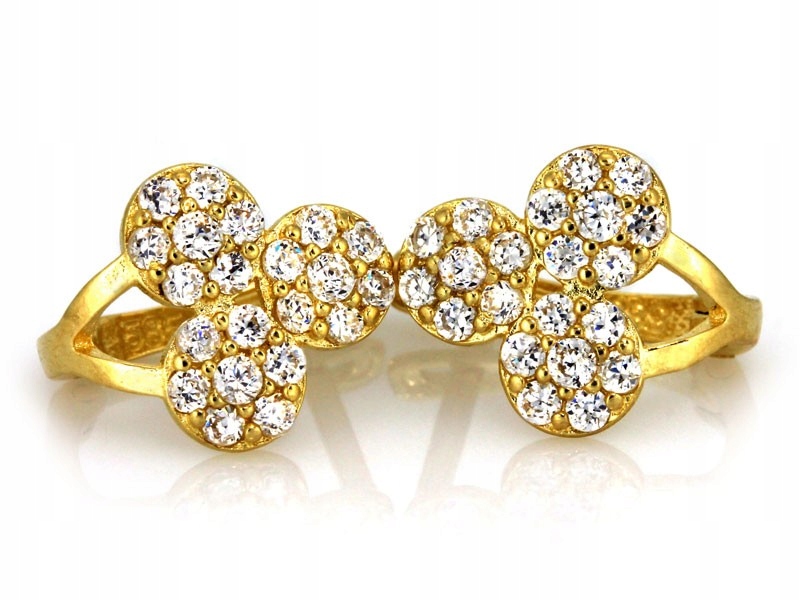 Náušnice 585 tři kroužky zdobené bílými zirkony, anglické zapínání