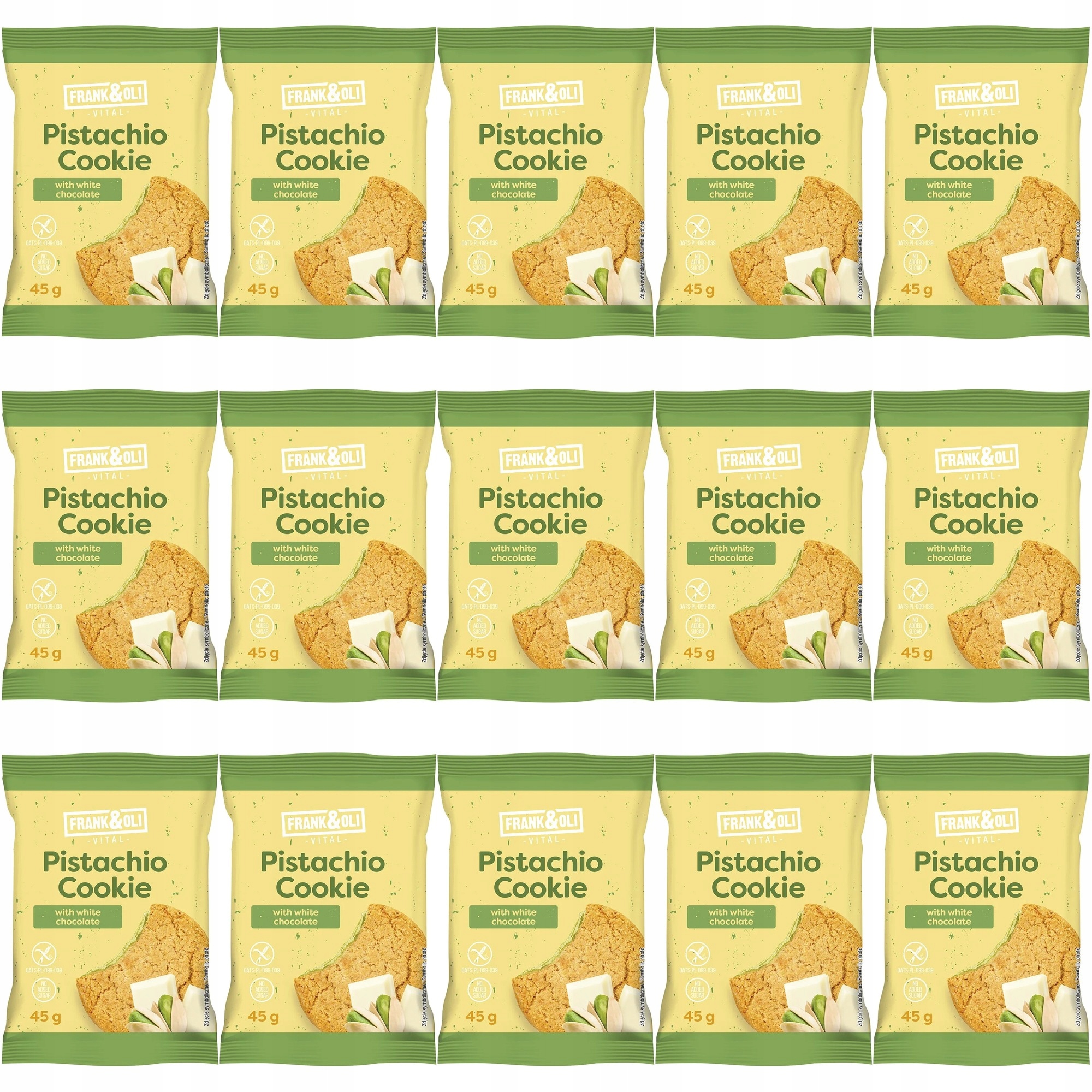 Zestaw ciasteczek Frank&Oli Ciasteczko pistacjowe z Białą Czekoladą 15 szt.