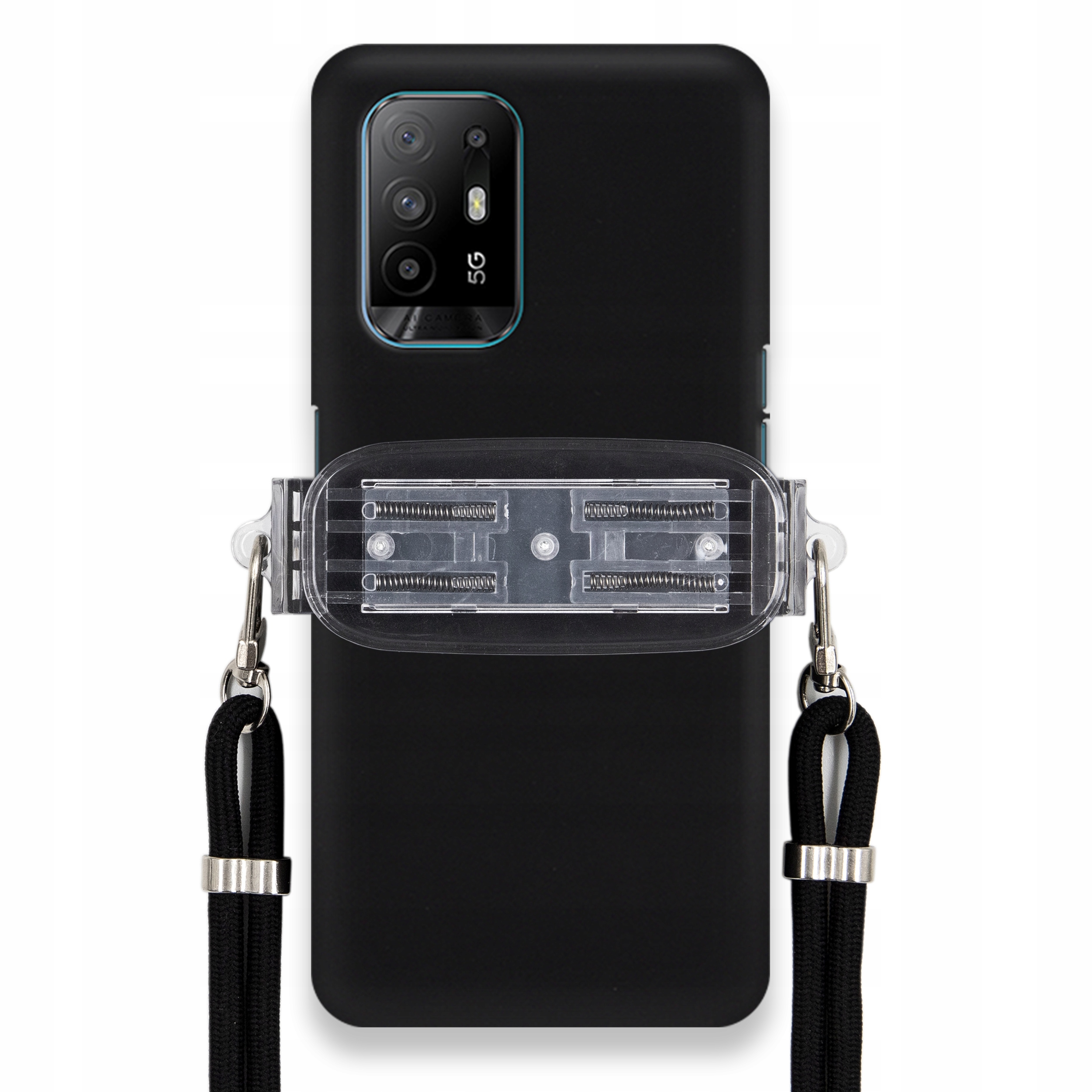 Puzdro Na Oppo A94 5G Smooth Case Ochrana Univerzálny Držiak Čierna Šnúrka