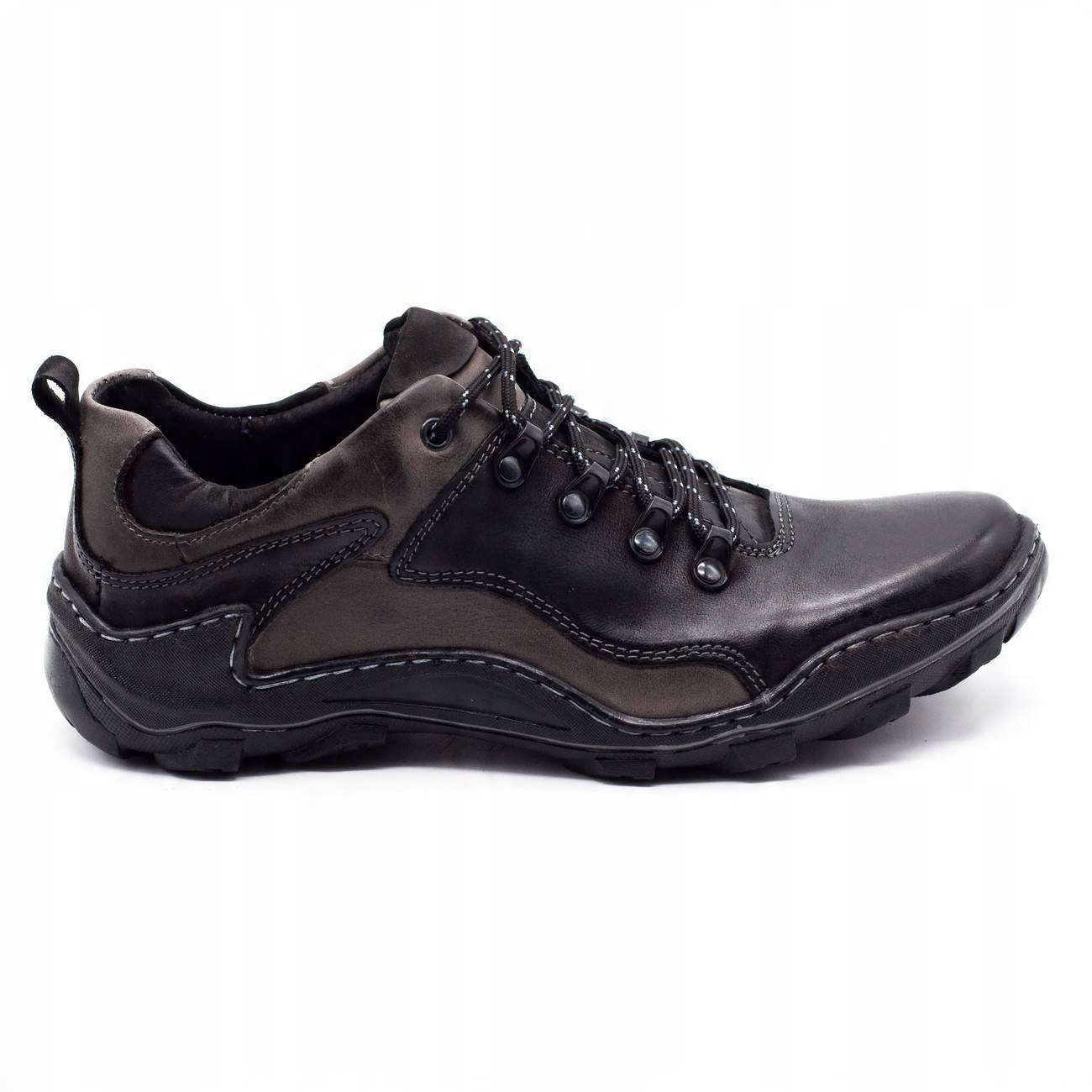 

Skórzane buty męskie Trapery 207 czarne r.43