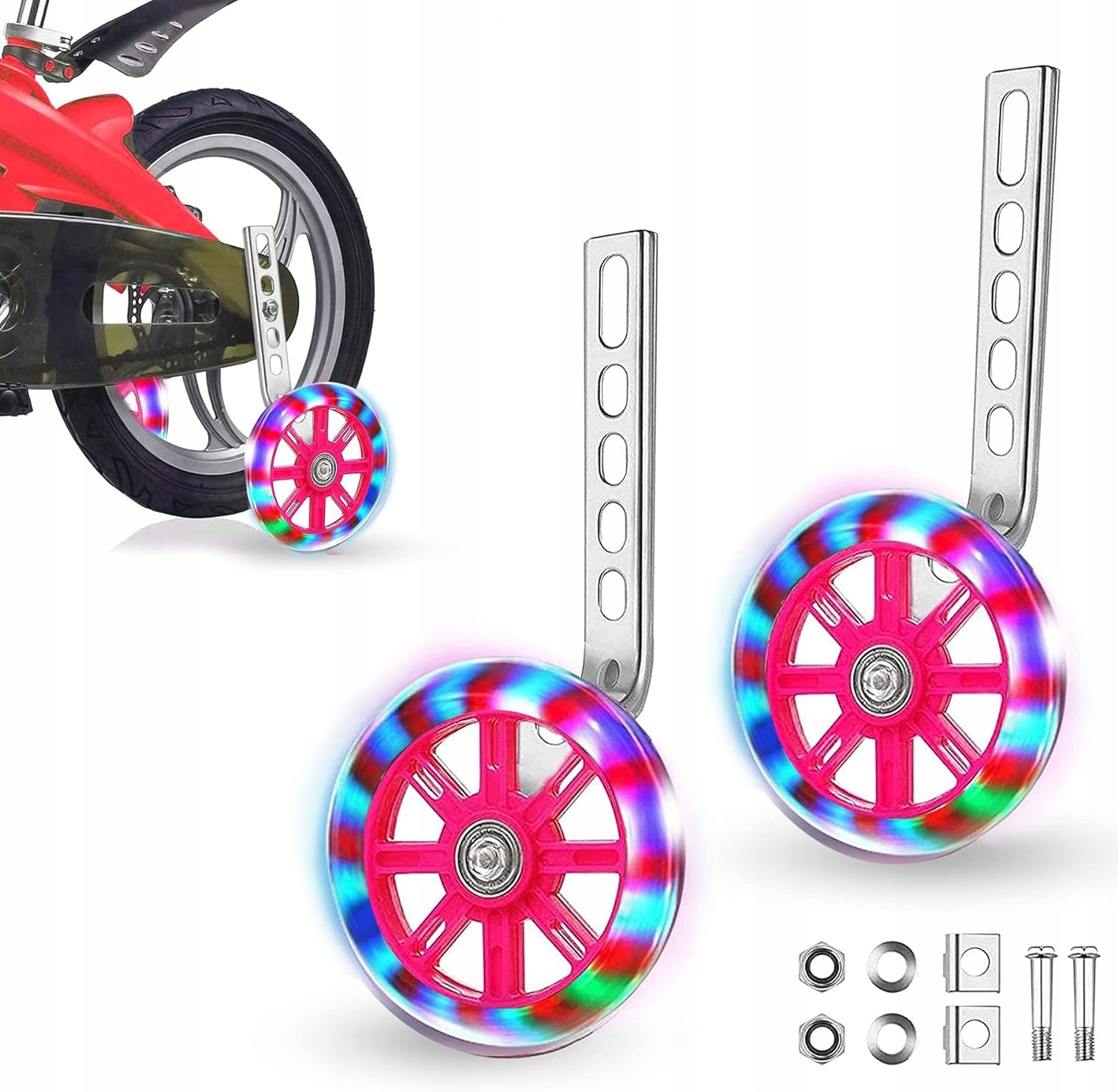 KÓŁKA PODPOROWE BOCZNE DO ROWERU 12-20" LED ŚWIECĄCE KOLOROWE UNIWERSALNE Marka inna marka