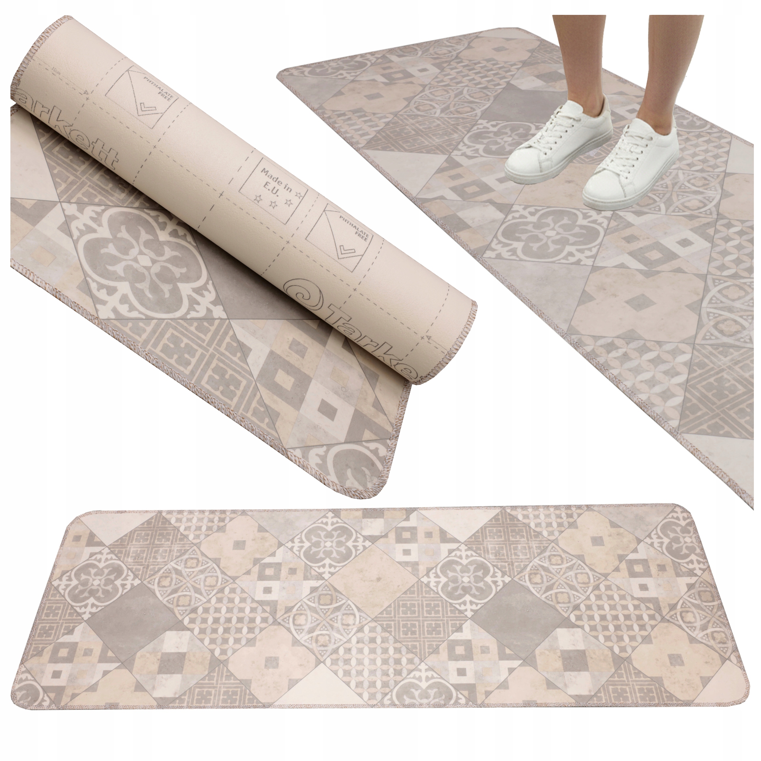 Koberec Běhoun do kuchyně 63x300 Pvc podložka protiskluzová voděodolný vzor patchwork