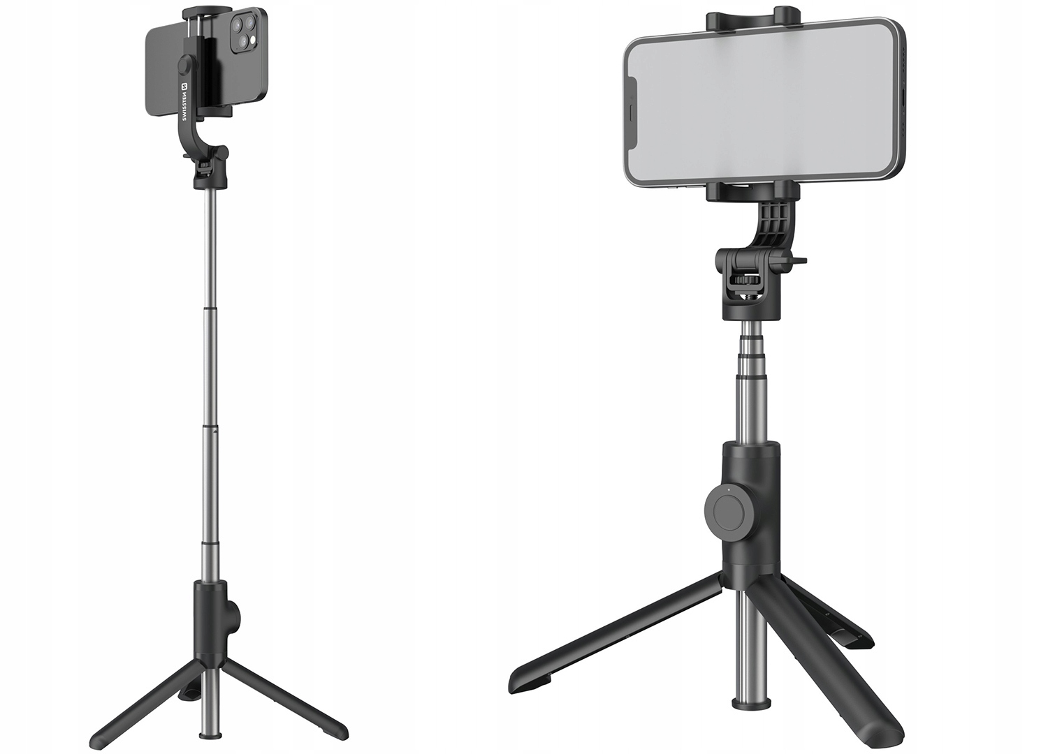 Swissten bluetooth selfie tyč hliníková Tripod Pro černá