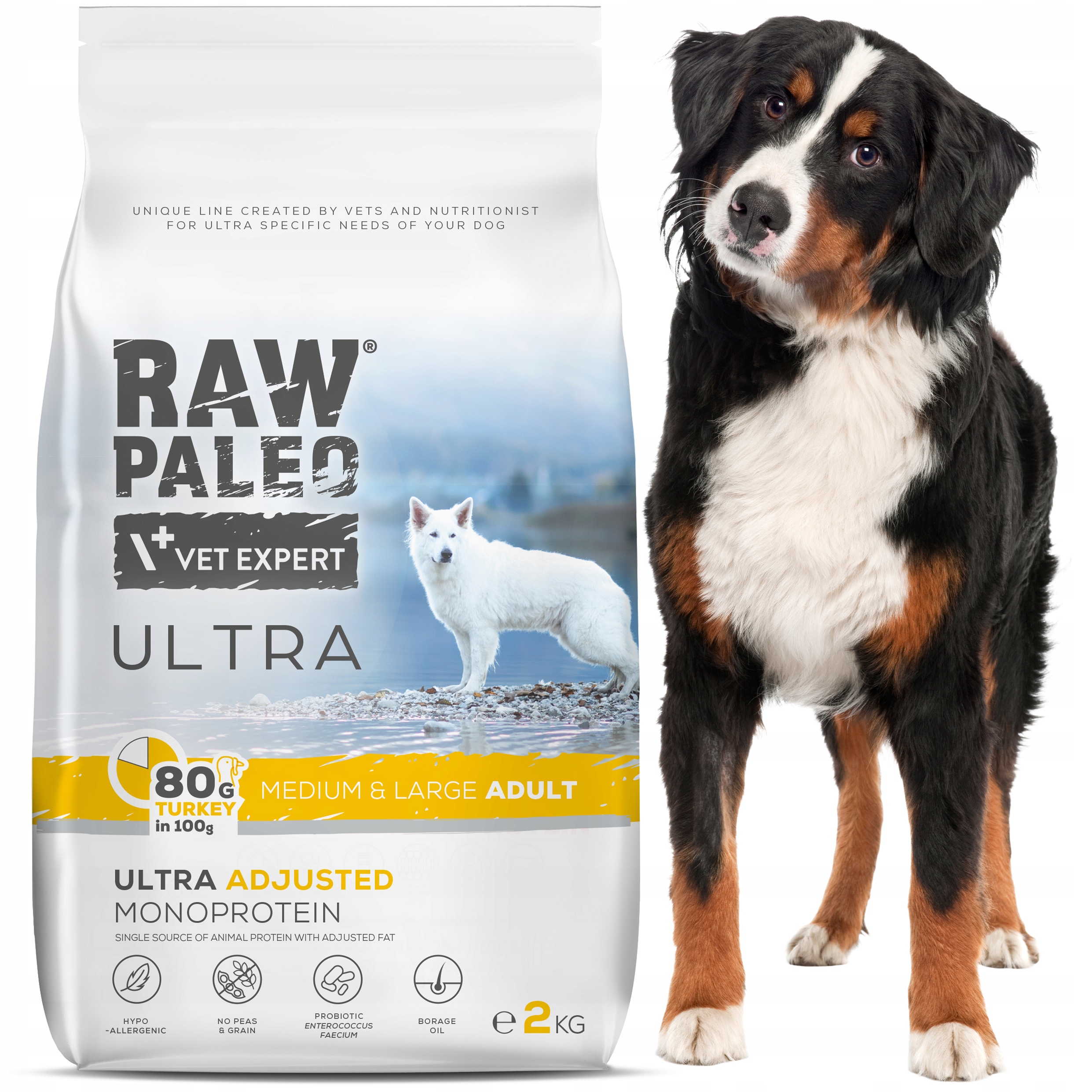 Raw Paleo Ultra Turkey Adult M/L-sucha karma indyk dla psów dorosłych 2kg