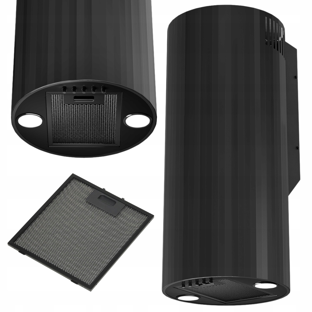 Okap Kuchenny Przyścienny Maan Elba 3D Wpb 731 S Czarny Tuba Led 380m³/h
