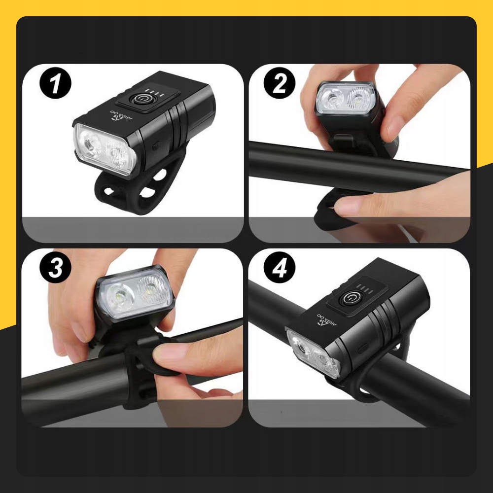LAMPKA ROWEROWA PRZEDNIA TYLNA LED PRZÓD AKUMULATOROWA ZESTAW LAMPEK USB Marka ARSA GO