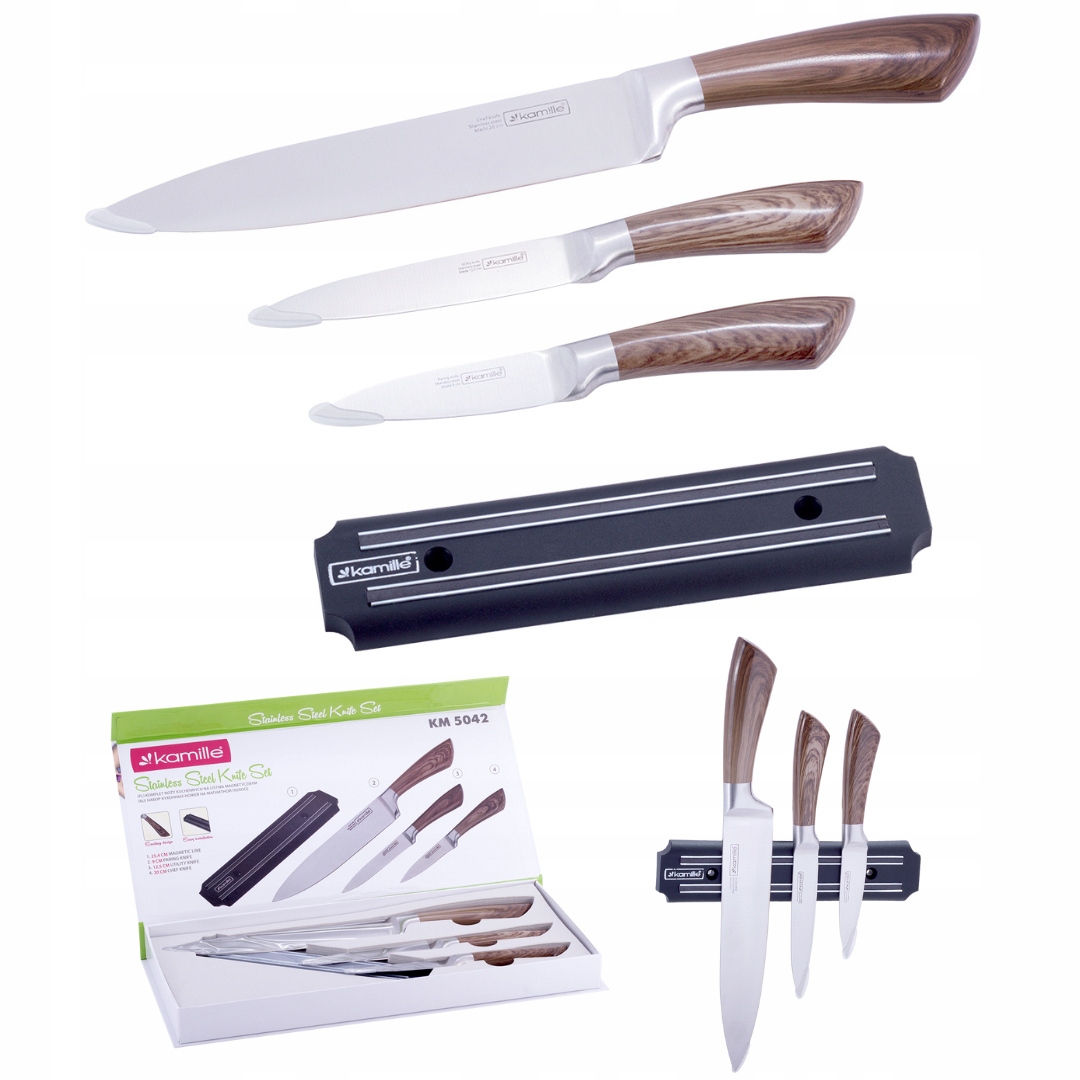 ZESTAW KOMPLET NOŻY NOŻE + LISTWA MAGNETYCZNA KAMILLE