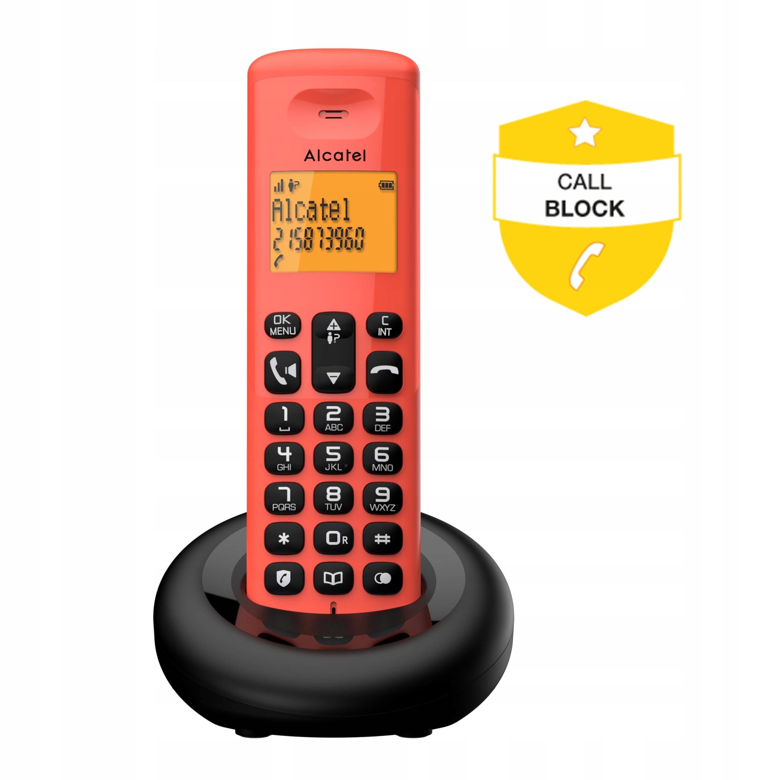 Telefón pre seniorov Alcatel E260 Solo červený bezdrôtový telefón