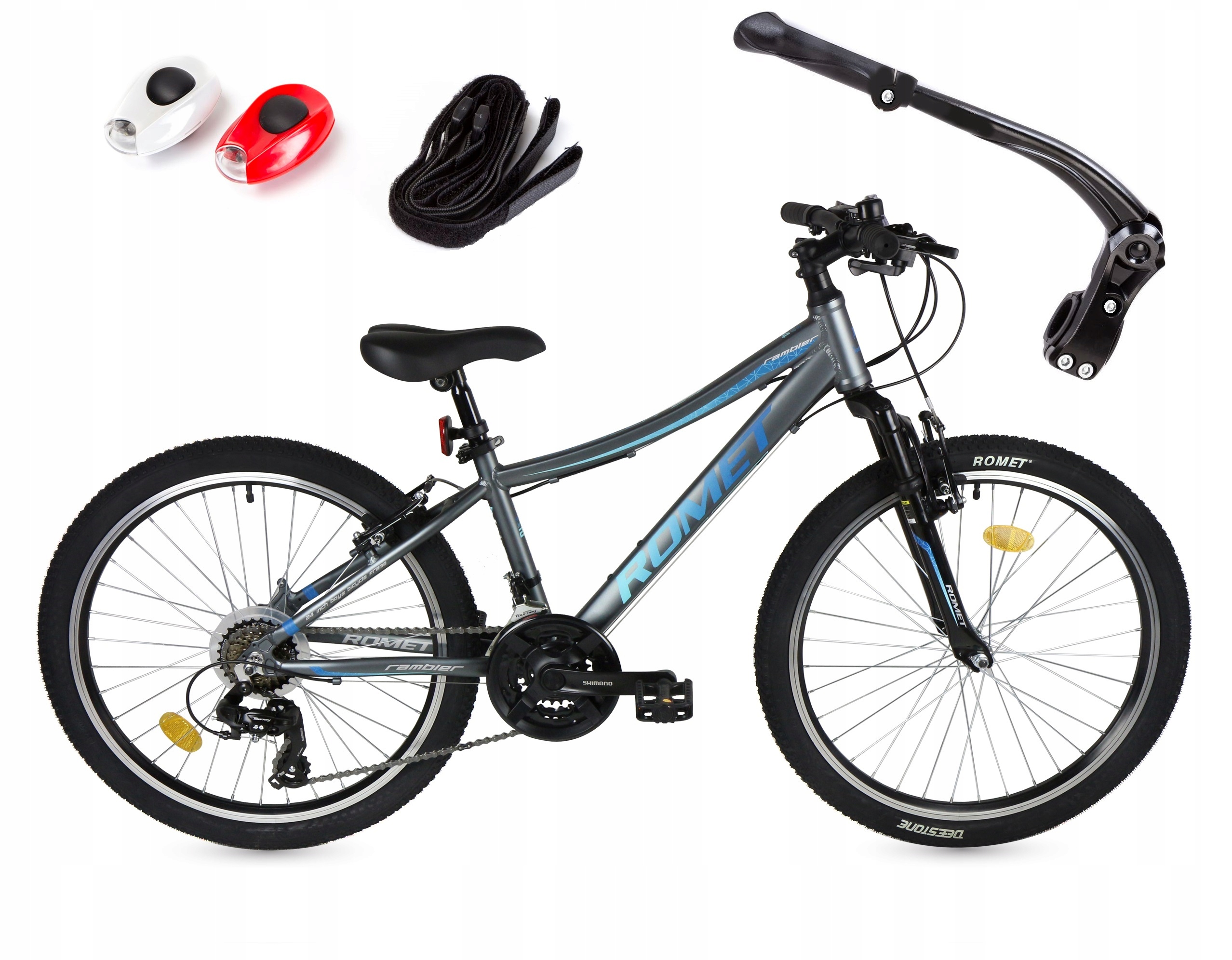 ROWER 24 ROMET RAMBLER SHIMANO GÓRSKI MTB OŚWIETLENIE I STOPKA GRATIS