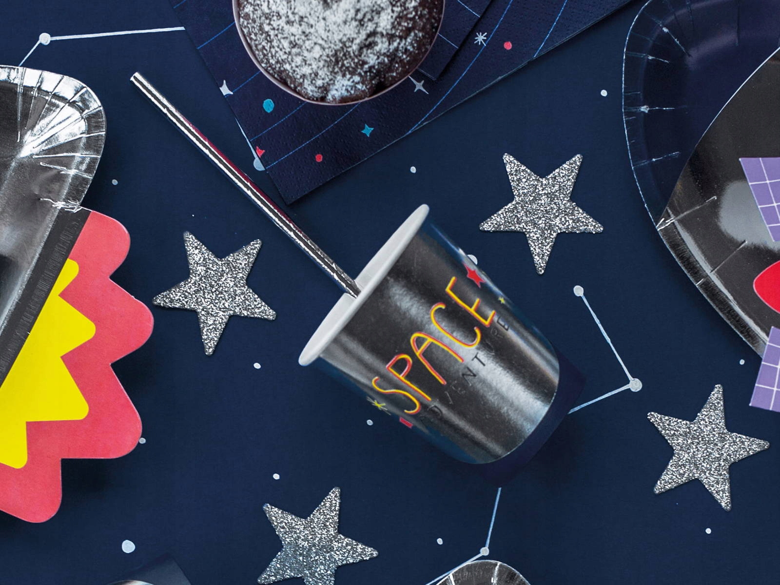 Słomki papierowe, srebrny, 19.5cm, 10 sztuk Stan opakowania oryginalne