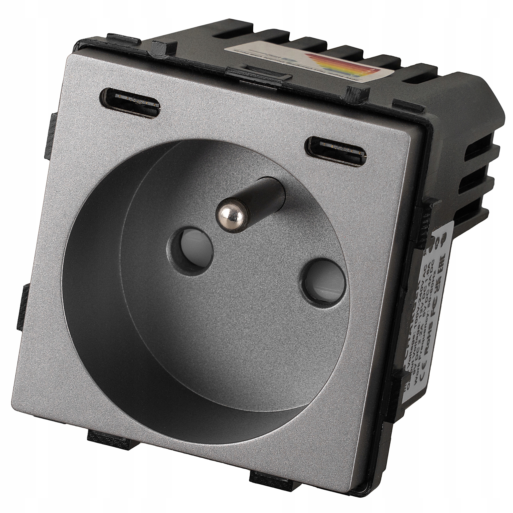 Modul Zásuvka s Bolcem Šedá +USB nabíječka C+C 20W pro Rámečky MIUUN Barva šedá