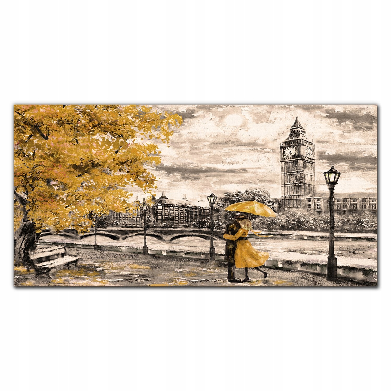 Obraz na plátně na rámu Londýn pár 100x50 cm