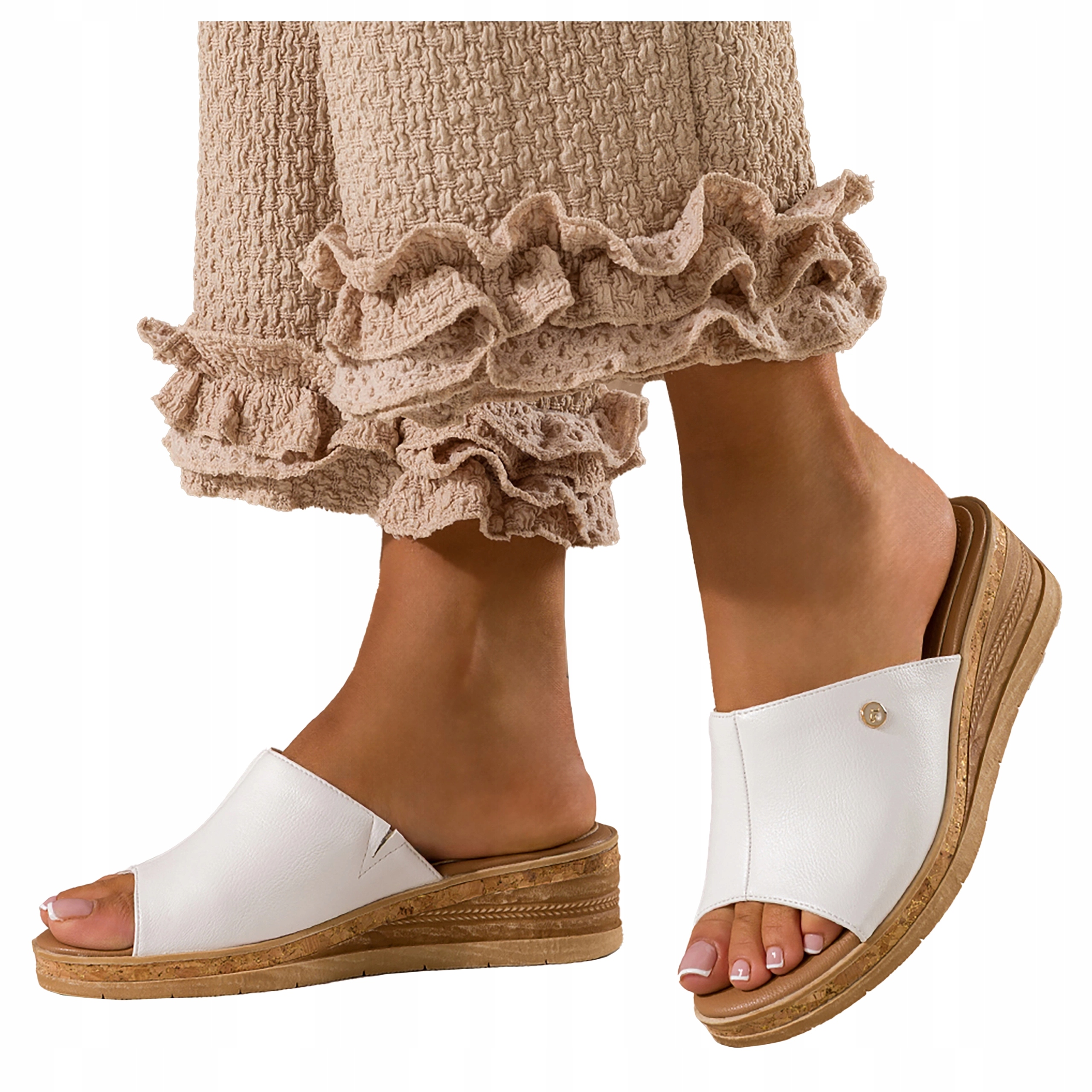 Nazouváky Dámské Bílé Na Koturně Lehké Pohodlné Zasouvací Zabudované vel 40