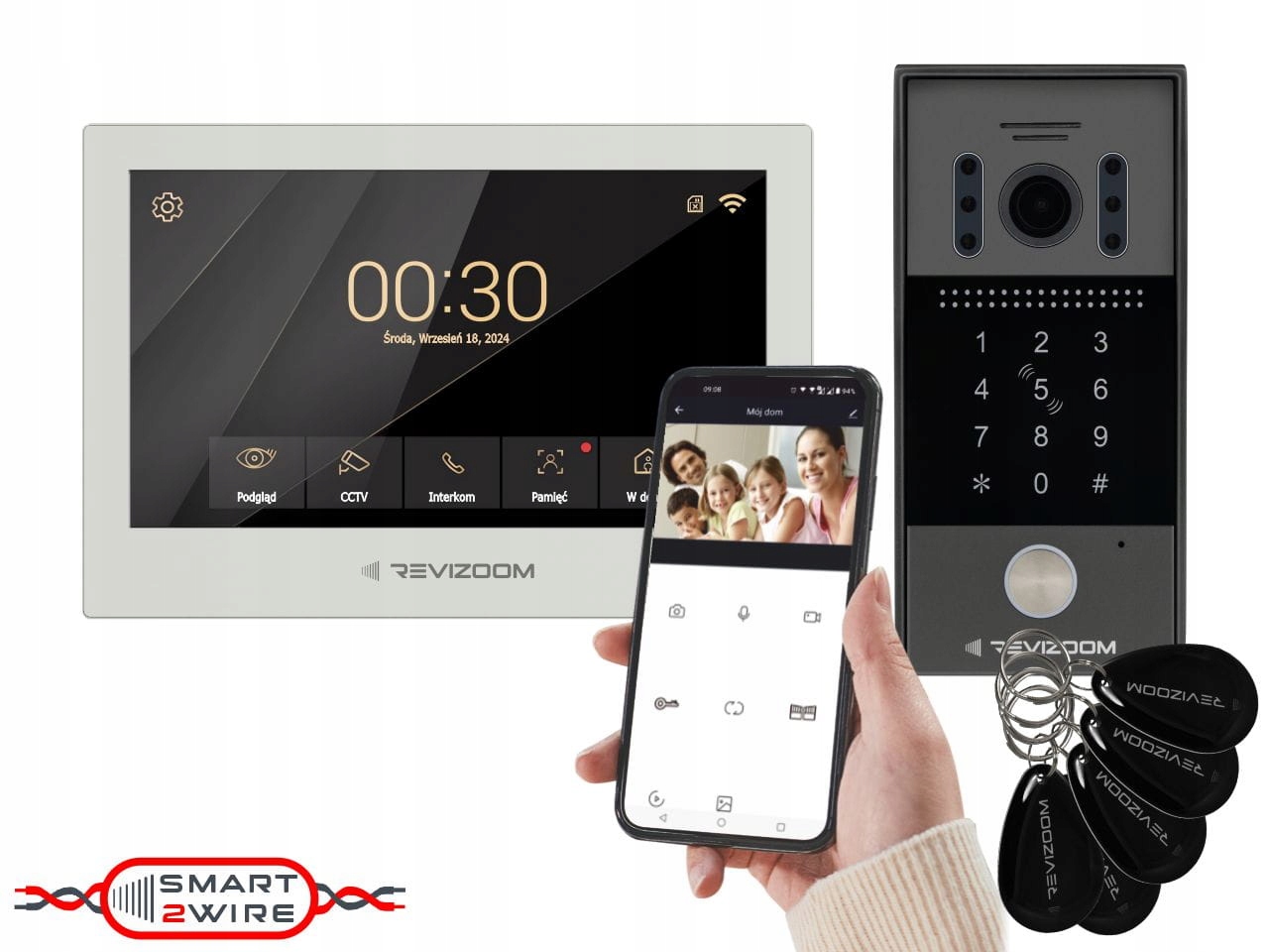 Videovrátnik Revizoom 7'' monitorová kamera N/t s klávesnicou Rfid