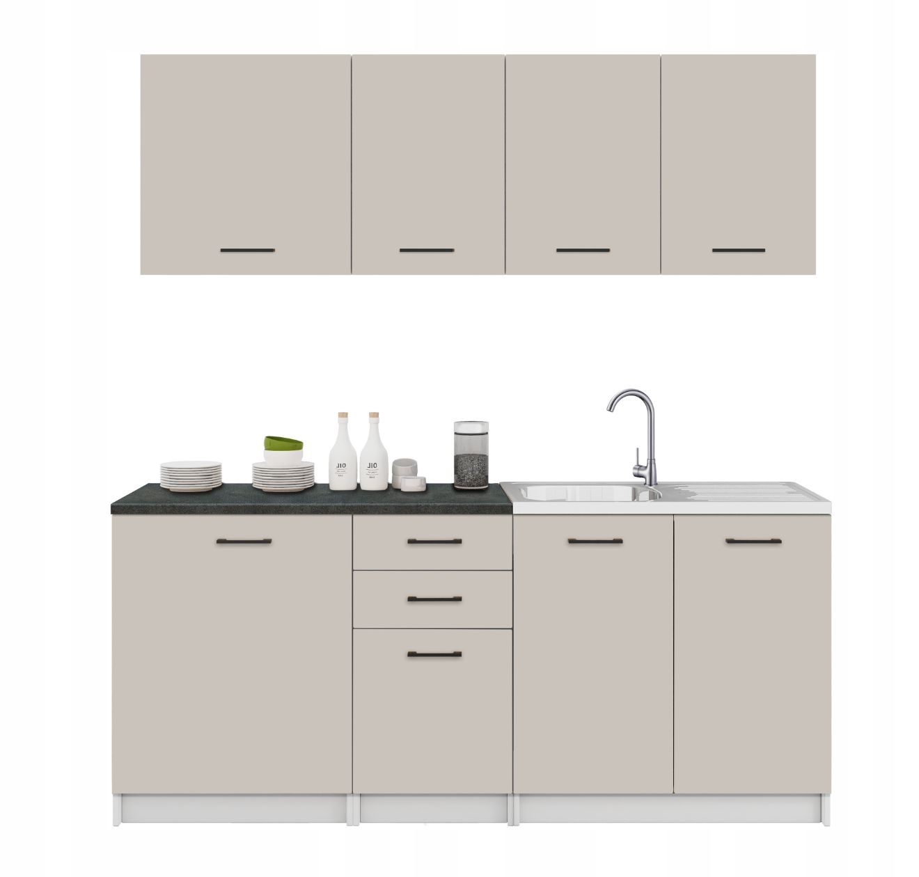 Kuchyňský nábytek Kuchyně 180 Sada skříněk Kašmír s deskami District Dark