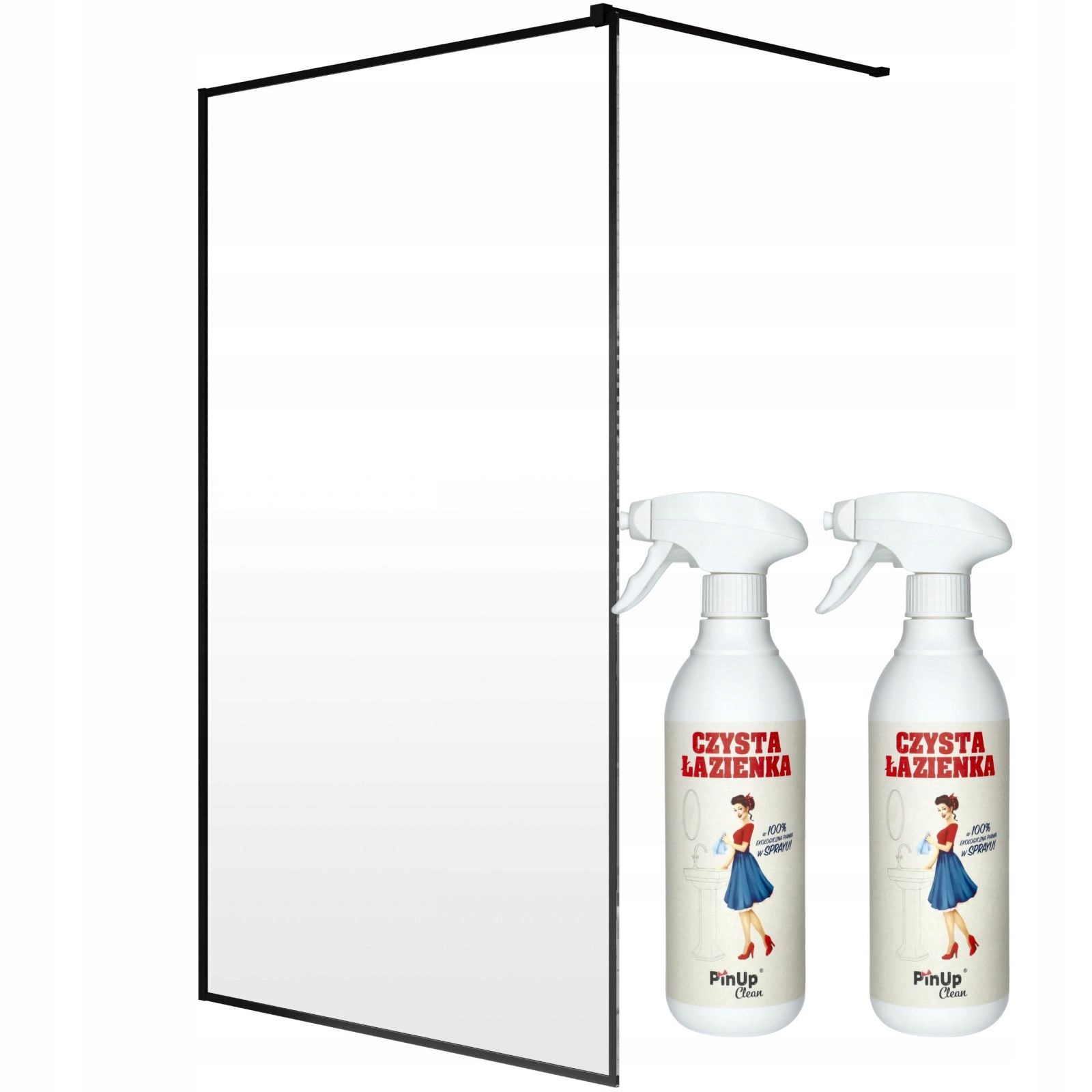Kabina prysznicowa Walk-in prysznic 70 czarna ram pianka czyszcząca PinUp
