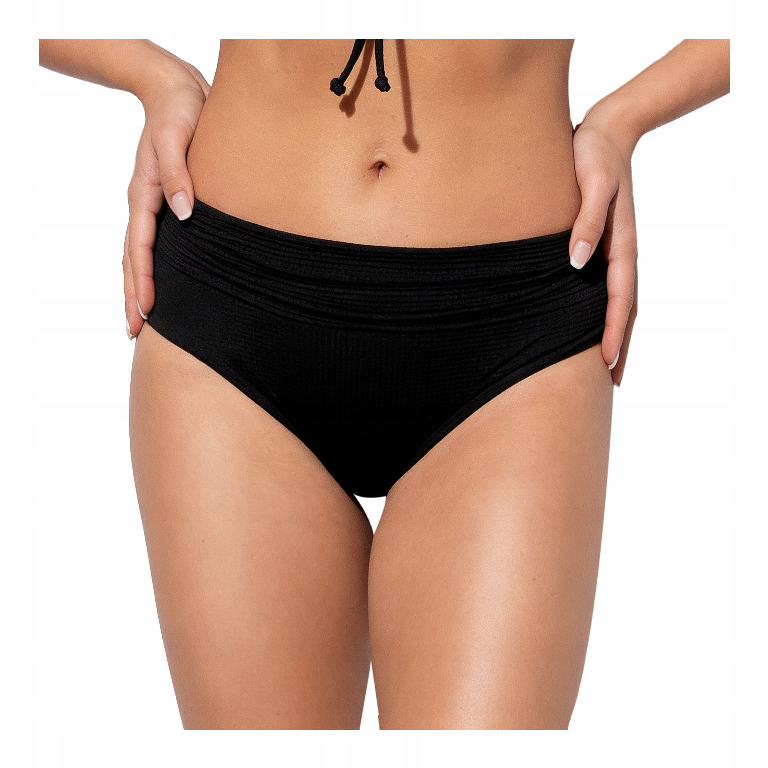 Spodní díl plavek typu bikiny 3XL, černé s vysokým pasem, plus size