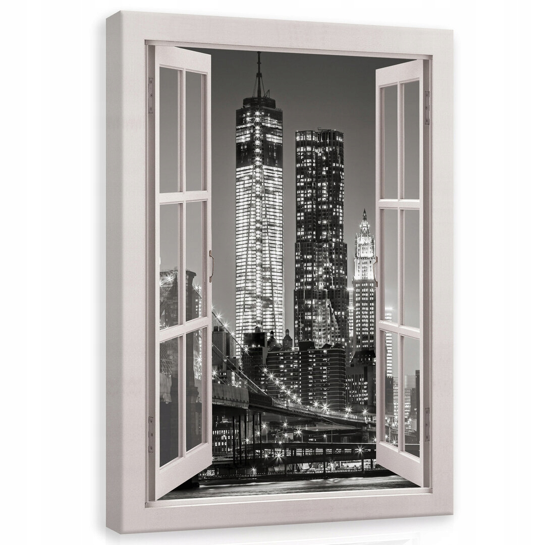 Obraz 80x120 New York v noci krajina město mrakodrapy most město noc