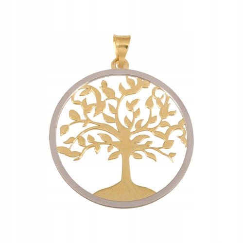 Zlatý Přívěsek 585 stromek štěstí obklopený kulatým rámečkem