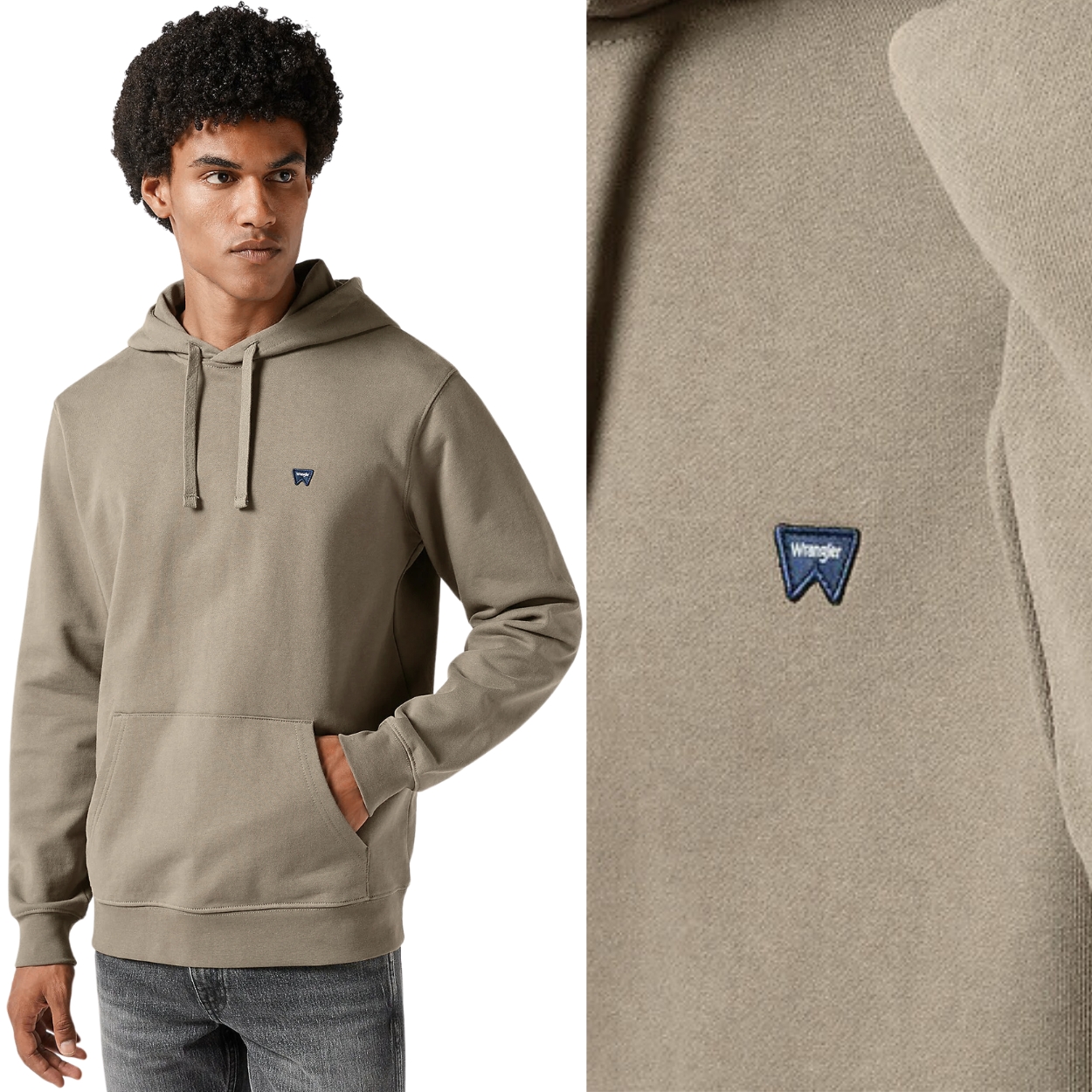 Wrangler Solid Hoodie Timber bavlněná mikina s kapucí pánská klokanka M