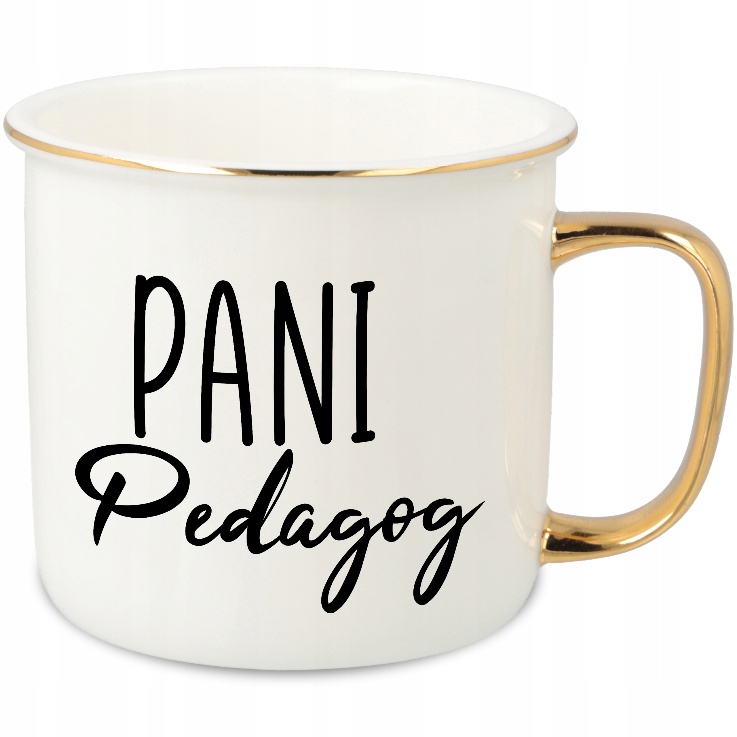 Hrnek Ucho Forma Zlatý Porcelánový Retro 280ML Dárek Pro Paní Pedagogy Wz