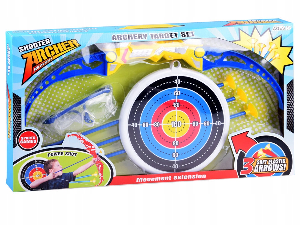 ZESTAW STRZELECKI ŁUK TARCZA GOGLE STRZAŁY ŚWIATŁO Materiał plastik inny