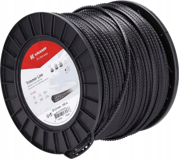 Žacia struna Ø 4.5 mm 100 m štvorcová Nylsaw čierna Kramp NL45100NKR